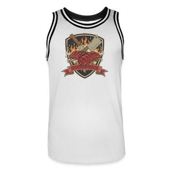 Flaming steakshield tattoo - Men's Basketball Jersey - white/black - Front - AI Model Male 185 dark (185cm)