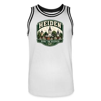 Heiden – Dorf im Grünen - Männer Basketball-Trikot - Weiß/Schwarz - Vorne - AI Model Male 185 dark (185cm)