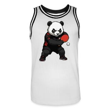 Panda Tischtennis Kämpfer - Männer Basketball-Trikot - Weiß/Schwarz - Vorne - AI Model Male 185 dark (185cm)