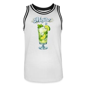 Rafraîchissement Mojito à la menthe et citron vert - Maillot de basket Homme - blanc/noir - Devant - AI Model Male 185 dark (185cm)