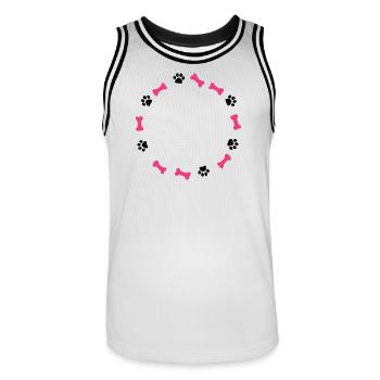 Empreinte de patte Love Dog Bone Dog Maman - Maillot de basket Homme - blanc/noir - Devant - AI Model Male 185 dark (185cm)