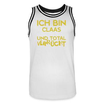 Claas als Vorname - Männer Basketball-Trikot - Weiß/Schwarz - Vorne - AI Model Male 185 dark (185cm)