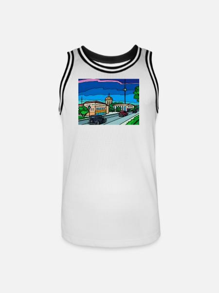 Retro City Straßenszene - Männer Basketball-Trikot - Weiß/Schwarz