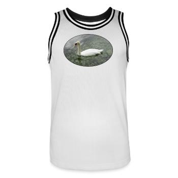 Swan swimming. - Men's Basketball Jersey - white/black - Front - AI Model Male 185 dark (185cm)