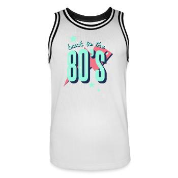 Back to the 80s Neon Retro - Men's Basketball Jersey - white/black - Front - AI Model Male 185 dark (185cm)