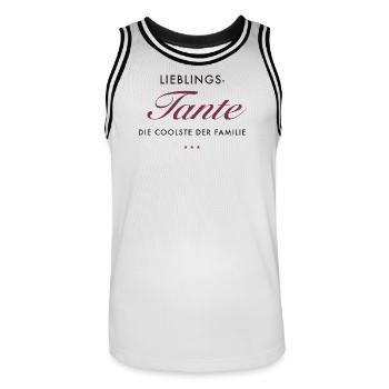 LieblingsTante Eleganz - Männer Basketball-Trikot - Weiß/Schwarz - Vorne - AI Model Male 185 dark (185cm)