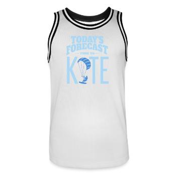 Prévisions du jour : Il est temps de kiter | Conception du kitesurf - Maillot de basket Homme - blanc/noir - Devant - AI Model Male 185 dark (185cm)
