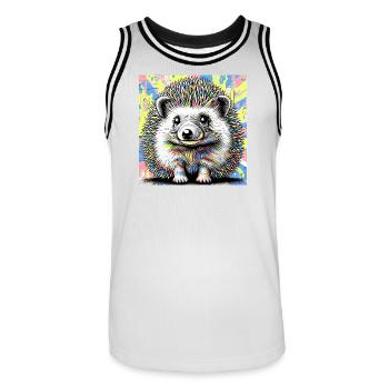 hedgehog - Men's Basketball Jersey - white/black - Front - AI Model Male 185 dark (185cm)