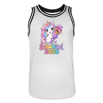 Einhorn Schultüte 2026 Schulkind - Männer Basketball-Trikot - Weiß/Schwarz - Vorne - AI Model Male 185 dark (185cm)