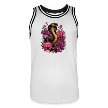 Cobra and flower magic - Men's Basketball Jersey - white/black - Front - AI Model Male 185 dark (185cm)