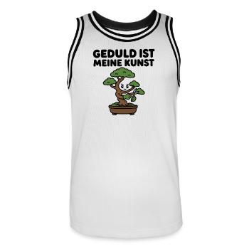 Bonsai-Baum – Geduld ist meine Kunst – Zen Design - Männer Basketball-Trikot - Weiß/Schwarz - Vorne - AI Model Male 185 dark (185cm)