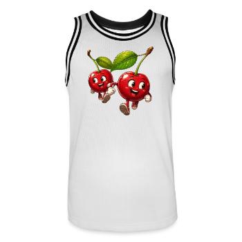 Running cherries - Men's Basketball Jersey - white/black - Front - AI Model Male 185 dark (185cm)