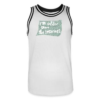 Plus vieux qu’Internet - Maillot de basket Homme - blanc/noir - Devant - AI Model Male 185 dark (185cm)