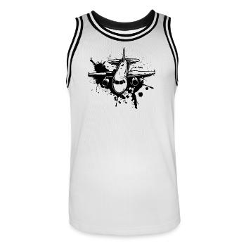 Aircraft - Men's Basketball Jersey - white/black - Front - AI Model Male 185 dark (185cm)
