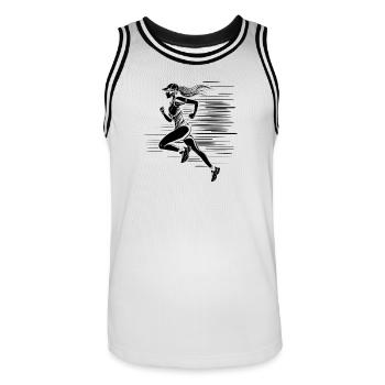 Runner Drawing - Men's Basketball Jersey - white/black - Front - AI Model Male 185 dark (185cm)