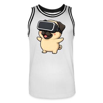 Mignon carlin dans le dessin animé de Gamer en réalité virtuelle - Maillot de basket Homme - blanc/noir - Devant - AI Model Male 185 dark (185cm)