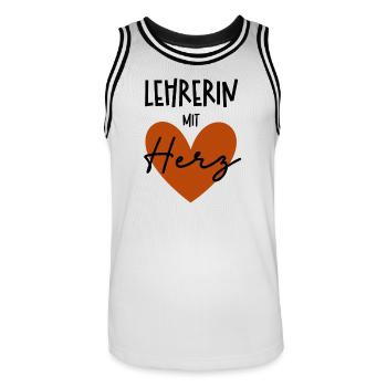 Lehrerin mit Herz - Männer Basketball-Trikot - Weiß/Schwarz - Vorne - AI Model Male 185 dark (185cm)
