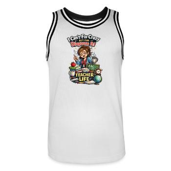 Funny Teacher I Can Diagnose It - Men's Basketball Jersey - white/black - Front - AI Model Male 185 dark (185cm)