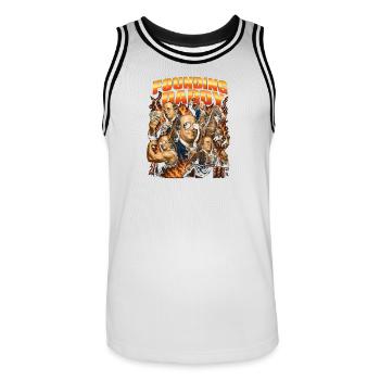 Founding Father Ben Franklin, July 4 - Men's Basketball Jersey - white/black - Front - AI Model Male 185 dark (185cm)