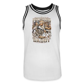 Founding Father Thomas Jefferson, July 4 - Men's Basketball Jersey - white/black - Front - AI Model Male 185 dark (185cm)