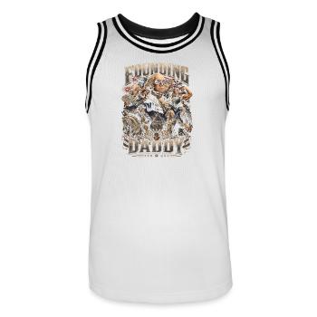 Founding Father George Washington, July 4 - Men's Basketball Jersey - white/black - Front - AI Model Male 185 dark (185cm)