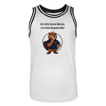 Benno Biber Banker - Dispokredite - Männer Basketball-Trikot - Weiß/Schwarz - Vorne - AI Model Male 185 dark (185cm)
