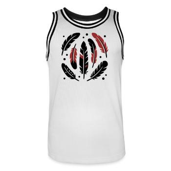 Logo du cercle de plumes d’oiseau - Maillot de basket Homme - blanc/noir - Devant - AI Model Male 185 dark (185cm)