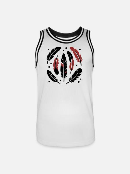 Bird Feathers Circle Logo - Men's Basketball Jersey - white/black