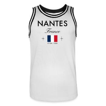 Nantes Frankreich Koordinaten Reise Souvenir - Männer Basketball-Trikot - Weiß/Schwarz - Vorne - AI Model Male 185 dark (185cm)