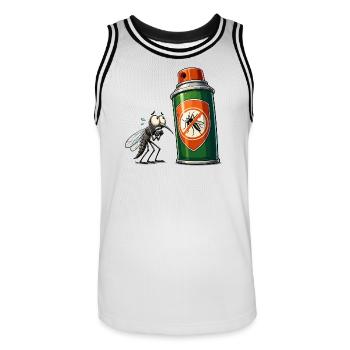 Moustiques vs Bombe aérosolière - Maillot de basket Homme - blanc/noir - Devant - AI Model Male 185 dark (185cm)