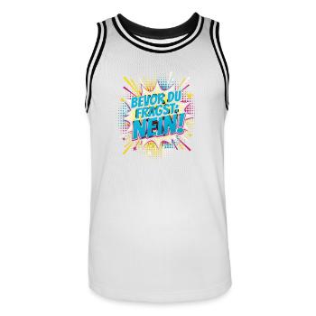 Bevor du fragst: Nein! Comic Statement - Männer Basketball-Trikot - Weiß/Schwarz - Vorne - AI Model Male 185 dark (185cm)
