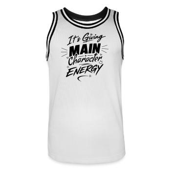 It's giving main character energy – Own It - Men's Basketball Jersey - white/black - Front - AI Model Male 185 dark (185cm)