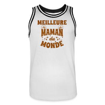 Meilleure Maman du Monde - cadeau pour mère - Maillot de basket Homme - blanc/noir - Devant - AI Model Male 185 dark (185cm)