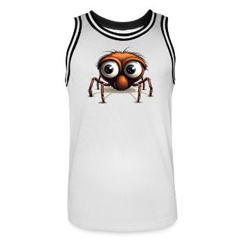 Dessin animé Araignée aux yeux géants - Maillot de basket Homme - blanc/noir - Devant - AI Model Male 185 dark (185cm)