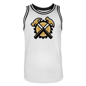 Artisan Hammer Coat of Arms - Men's Basketball Jersey - white/black - Front - AI Model Male 185 dark (185cm)