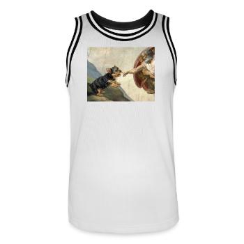Mème des chiens de la main havanaise - Maillot de basket Homme - blanc/noir - Devant - AI Model Male 185 dark (185cm)