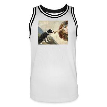 Mème du chien Dog God Hand Border Collie - Maillot de basket Homme - blanc/noir - Devant - AI Model Male 185 dark (185cm)
