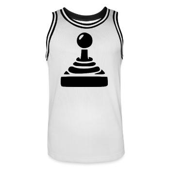Joueur cadeau joystick - Maillot de basket Homme - blanc/noir - Devant - AI Model Male 185 dark (185cm)