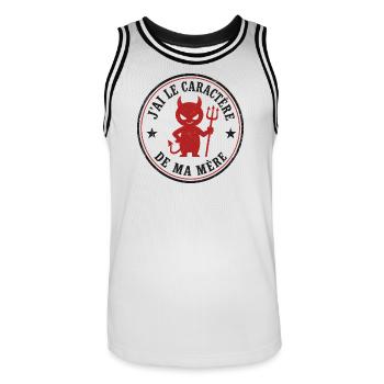 J'ai le caractère de ma mère – Diablotin humoristi - Maillot de basket Homme - blanc/noir - Devant - AI Model Male 185 dark (185cm)