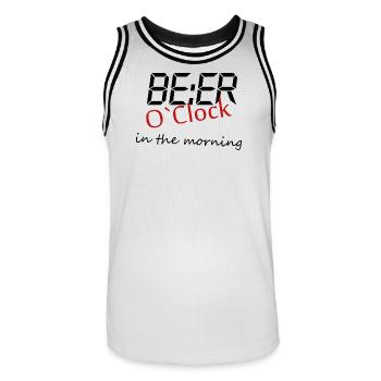 Beer o clock Lustiger Bier Spruch Geschenk - Männer Basketball-Trikot - Weiß/Schwarz - Vorne - AI Model Male 185 dark (185cm)