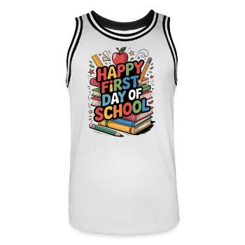 Bon premier jour d’école Livres - Maillot de basket Homme - blanc/noir - Devant - AI Model Male 185 dark (185cm)