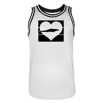 Cœur d’alligator - Maillot de basket Homme - blanc/noir - Devant - AI Model Male 185 dark (185cm)