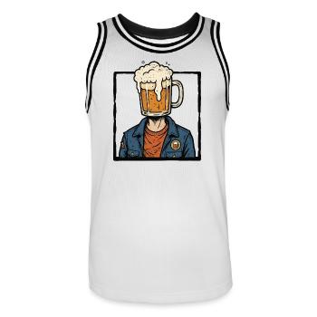 Amateur de bière, amateur de bière, voyage de vacances - Maillot de basket Homme - blanc/noir - Devant - AI Model Male 185 dark (185cm)