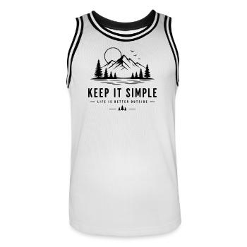 keep it simple - Men's Basketball Jersey - white/black - Front - AI Model Male 185 dark (185cm)