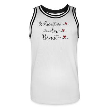 Schwester der Braut Schriftzug mit Herz - Männer Basketball-Trikot - Weiß/Schwarz - Vorne - AI Model Male 185 dark (185cm)