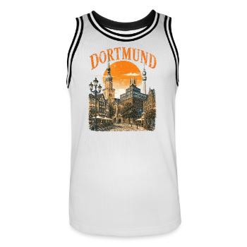  Vintage Dortmund Skyline historische - Männer Basketball-Trikot - Weiß/Schwarz - Vorne - AI Model Male 185 dark (185cm)