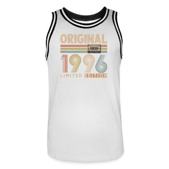 30th birthday, 30 years - Men's Basketball Jersey - white/black - Front - AI Model Male 185 dark (185cm)