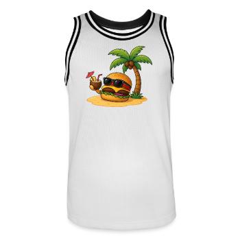 Eating Burgers Fast Food Paradise Summer - Men's Basketball Jersey - white/black - Front - AI Model Male 185 dark (185cm)
