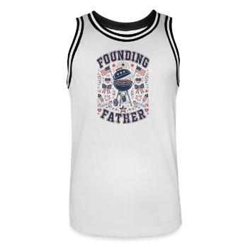 Fun 4th of July barbecue party of the founding fathers - Men's Basketball Jersey - white/black - Front - AI Model Male 185 dark (185cm)
