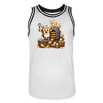 Tranche de pain grillé Küchenheld - Maillot de basket Homme - blanc/noir - Devant - AI Model Male 185 dark (185cm)